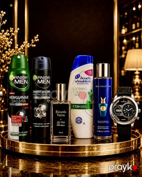 No Brand 2681826 hədiyyə dəsti kişilər üçün (şampun + bədən üçün sprey + ətir suyu + dezodorant + qol saatı) — Bakı