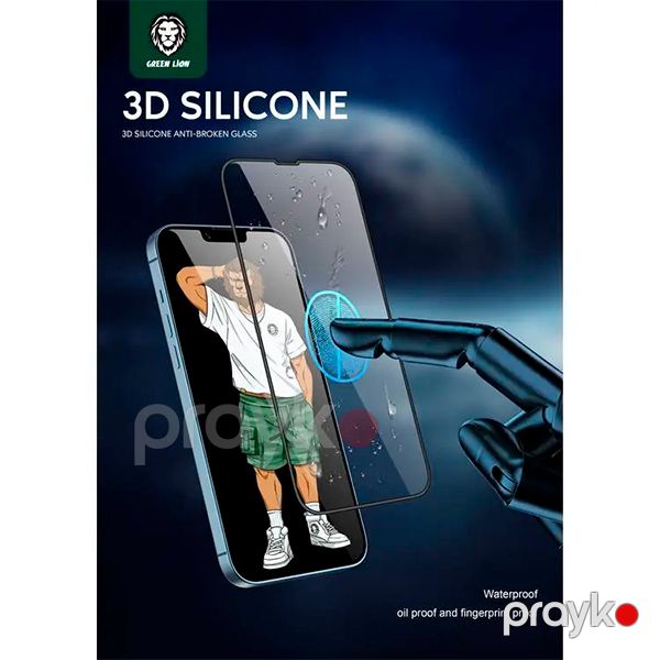 Green 3D Silicone HD Glass Screen Protector for iPhone 13 / 13 Pro 6.1" Clear — Mallar, Bakı (5)