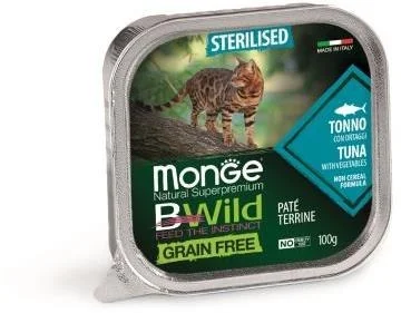 Monge Cat Bwild Sterilizasiya olunmuş pişiklər üçün taxılsız tuna və tərəvəz paşteti, 100 q — Bakı