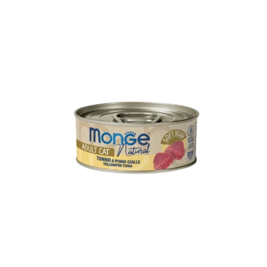 Monge Jelly Tonno del Pacifico jele içində sarı qanadlı tuna, pişiklər üçün, super premium keyfiyyət, 80 q — Zoo.az — Cats