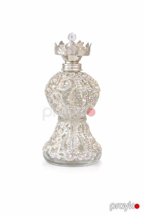 Toy üçün dekor və bəzək məhsulu, gümüşü rəngli, süni mirvarilərlə bəzədilmiş, metal və kristal lampası - BNE - 1916 — Bakı