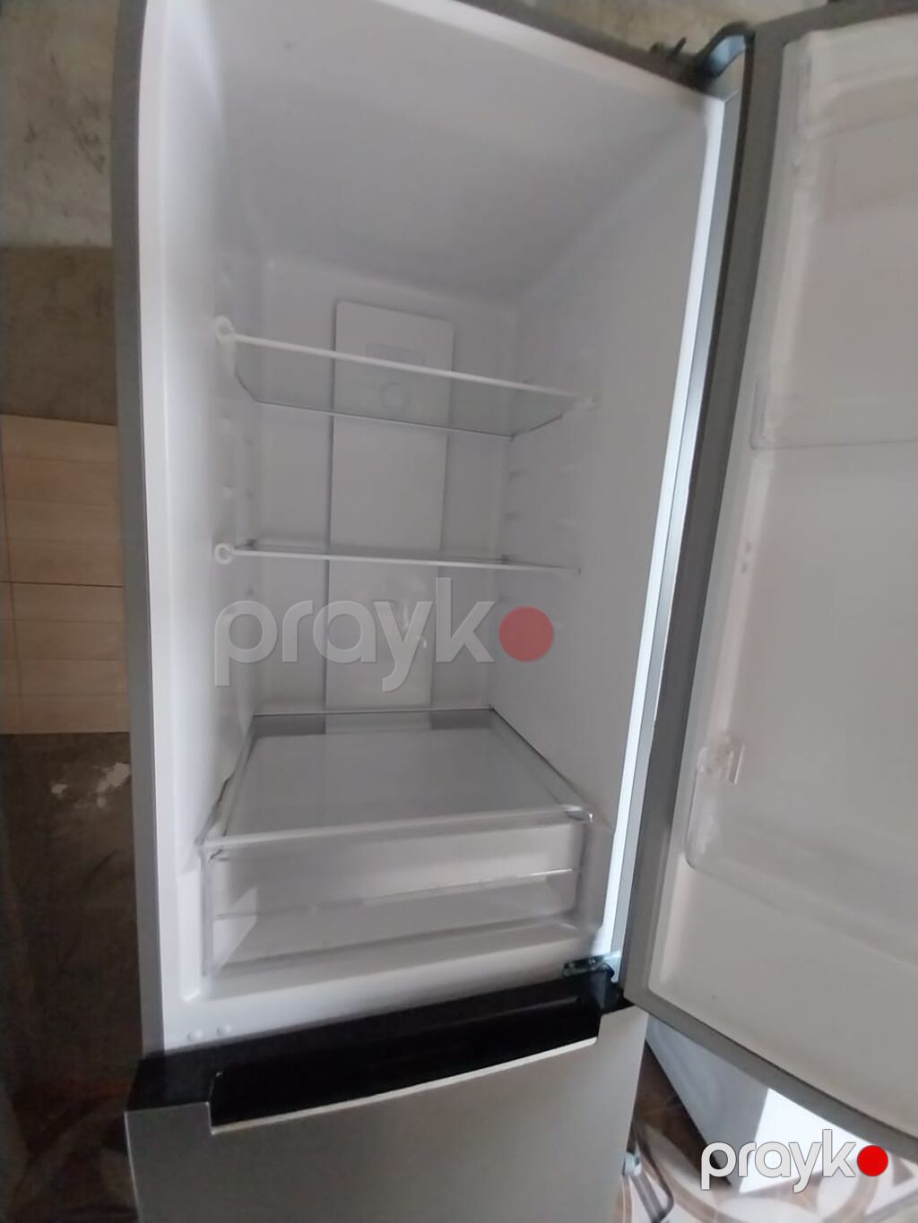 Gümüş rəngli ikiqapılı soyuducu - Üst hissədə soyutma kamerası, alt — Soyuducular, Bakı (2)