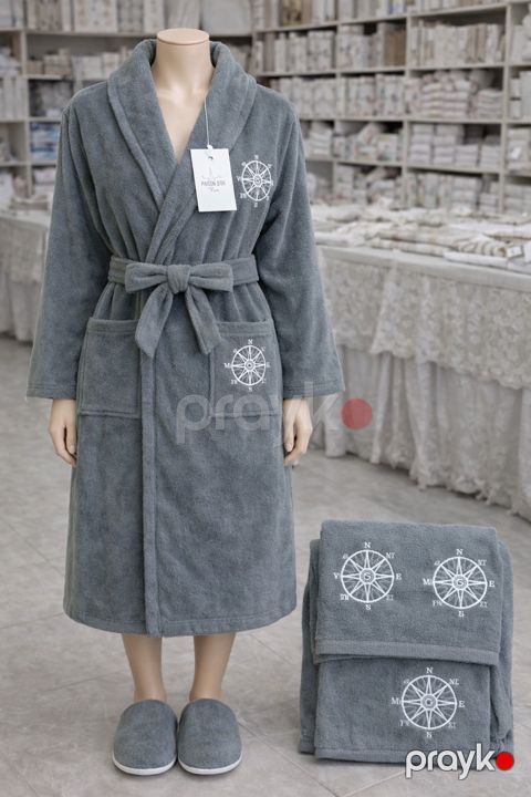 Kişi üçün hamam dəsti 2058471, boz, pambıq, ölçü One size — Bakı