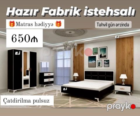 Yataq otağı dəsti – Hazır fabrik istehsalı Komplekt: - Çarpayı — Bakı