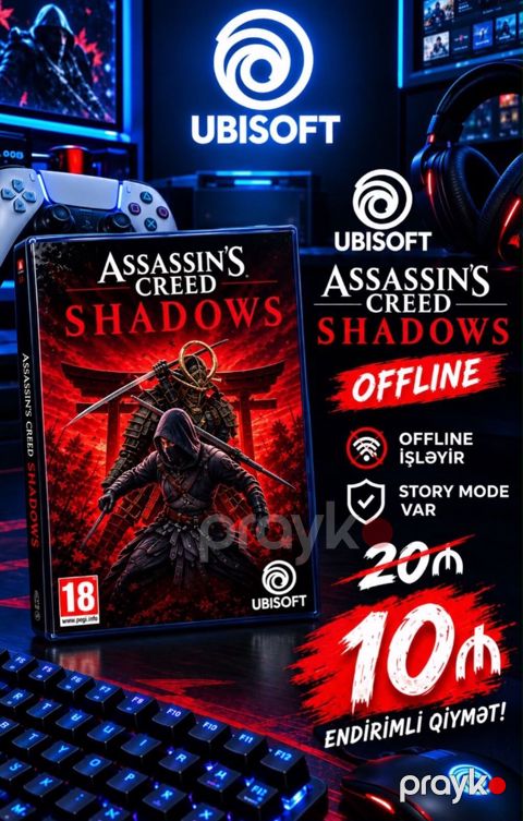 Assassın Creed Shadows 20 AZN yox 10 AZN Offline mode İnternetsiz — Bakı