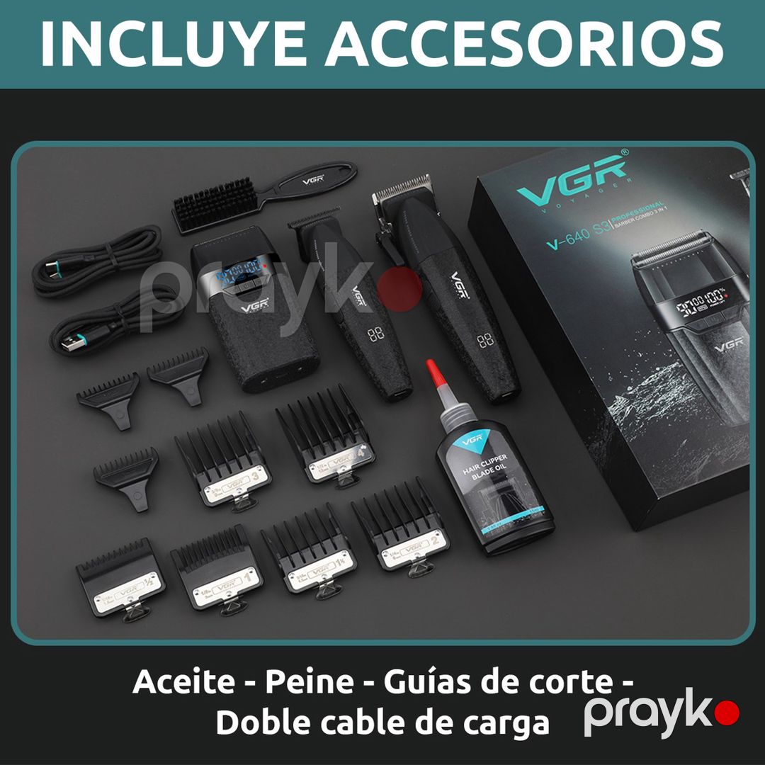 Professional təraş aparatı dəsti VGR 640 S3 2500MAH 9000RPM Ceramic Blades Cord/Cordless — Gözəllik və səhiyyə, Bakı (6)