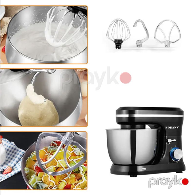 Sokany SK-271 Çoxfunksiyalı Mikser – 1200W, 5L Qab, Xəmir Yoğurma və Çırpma Funksiyası — Blenderlər, xırdalayanlar və mikserlər, Bakı (6)