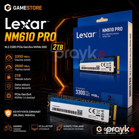 Lexar NM610 pro 2TB NVMe SSD — Bakı