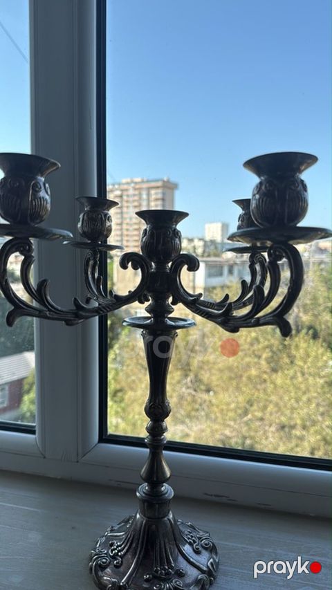 Klassik üslublu 5 şamlı şamdandan - Material: metal (gümüşü ton) — Bakı