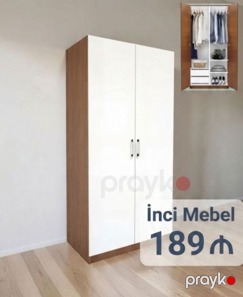 Yeni, 2 qapılı, Siyirməli, Ağ, Açılan, Düz dolab — Bakı