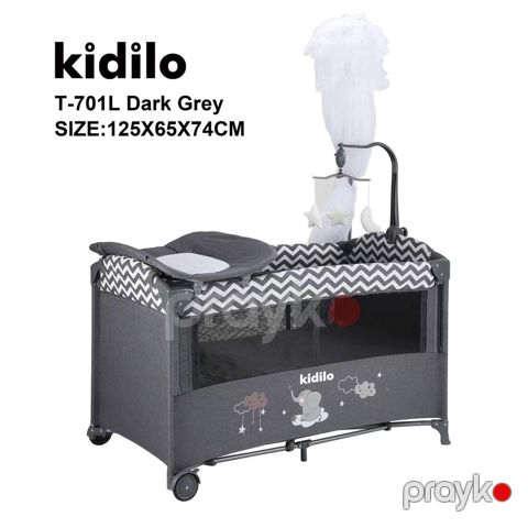 Manej-çarpayı Kidilo KM-01T701L, tünd boz — Bakı