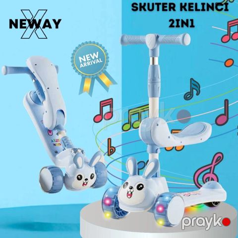 Skuter Vıpsco 3 təkər, qatlanan, LED işıqlı təkərlər, oturacaqlı, 2 yaşdan, mavi — Bakı