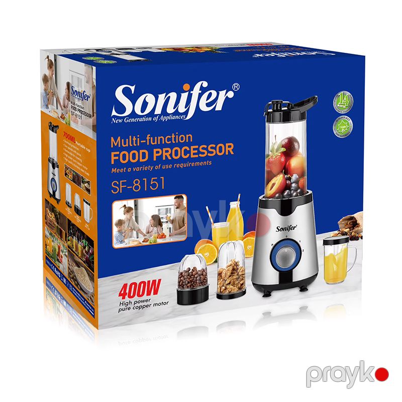 Sonifer SF-8151 — 400W Çoxfunksiyalı Qida Prosessoru, Blender və Şirəçəkən — Blenderlər, xırdalayanlar və mikserlər, Bakı (3)