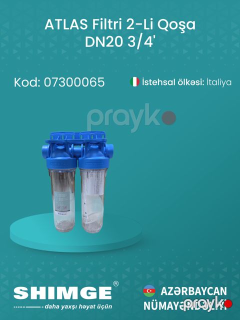 Su filtri Atlas Filtri DN20 3/4, 2-li, qoşa — Bakı