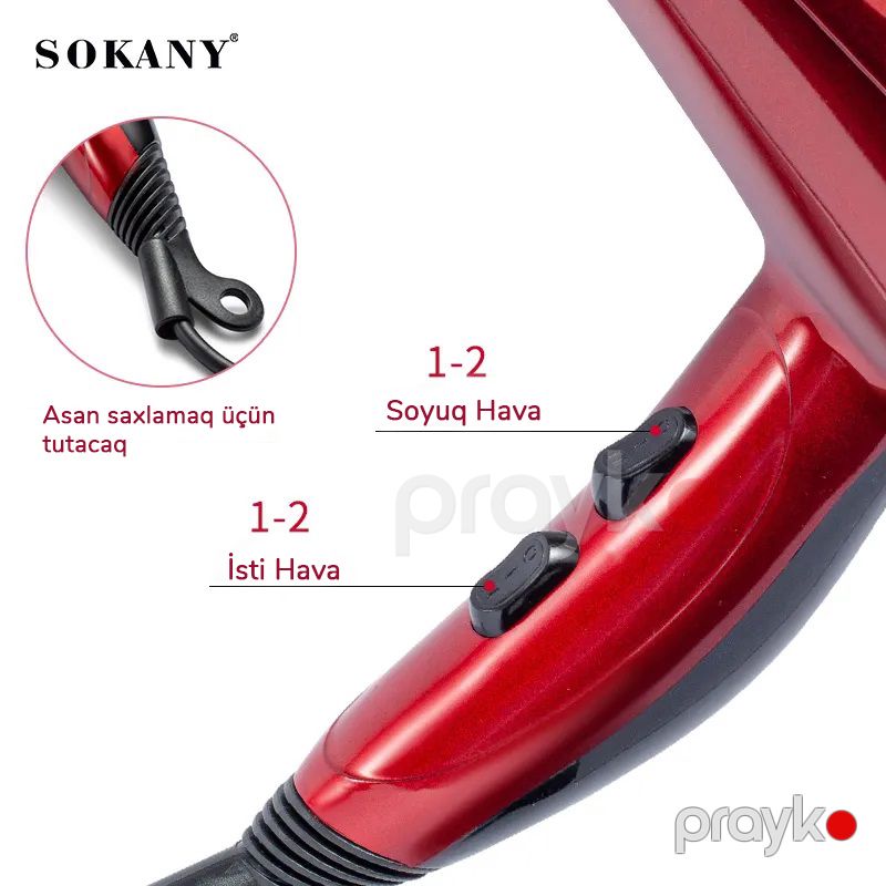 Sokany SK-2211 Professional Saç Qurutma Feni – 2400W Güclü, 3 Sürət Rejimi — Saç burmağa və düzəltməyə, Bakı (4)