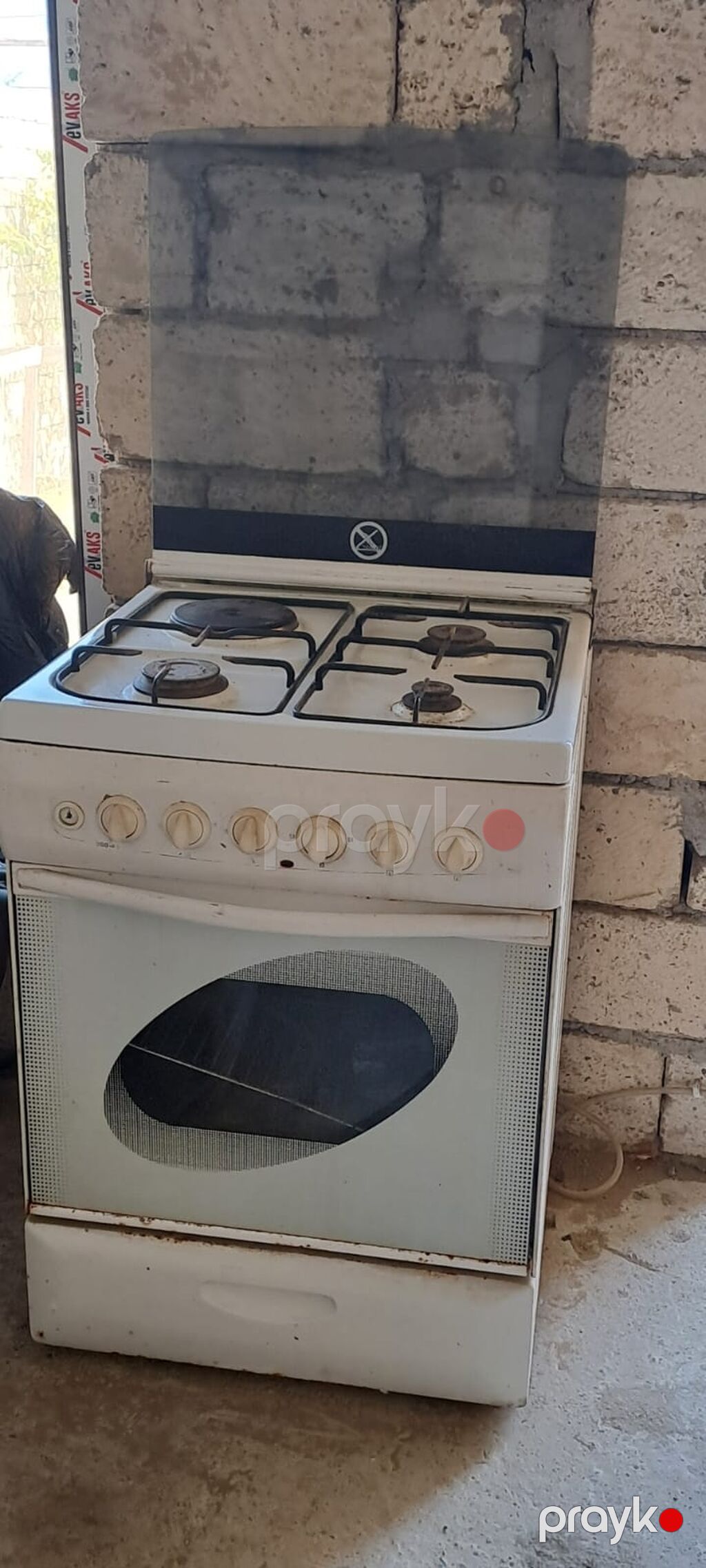 Qaz sobası və plitə - 4 gözlü qaz plitəsi - Şüşə qapaqlı üst hissə — Plitələr, Saray (2)