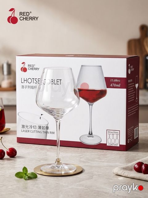 Qədəh dəsti Red Cherry JG6146, 470 ml, şüşə, 6 əd — Bakı