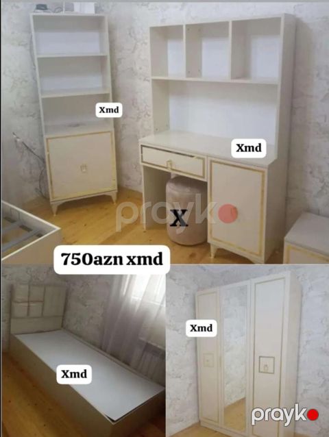 Uşaq/yeniyetmə otağı üçün mebel dəsti Dəst tərkibi: - 3 qapılı dolab