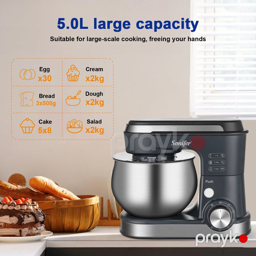 Sonifer SF-8166 Peşəkar Stand Mikser – 1200W, 5L Paslanmaz Polad Qablı — Blenderlər, xırdalayanlar və mikserlər, Bakı (3)