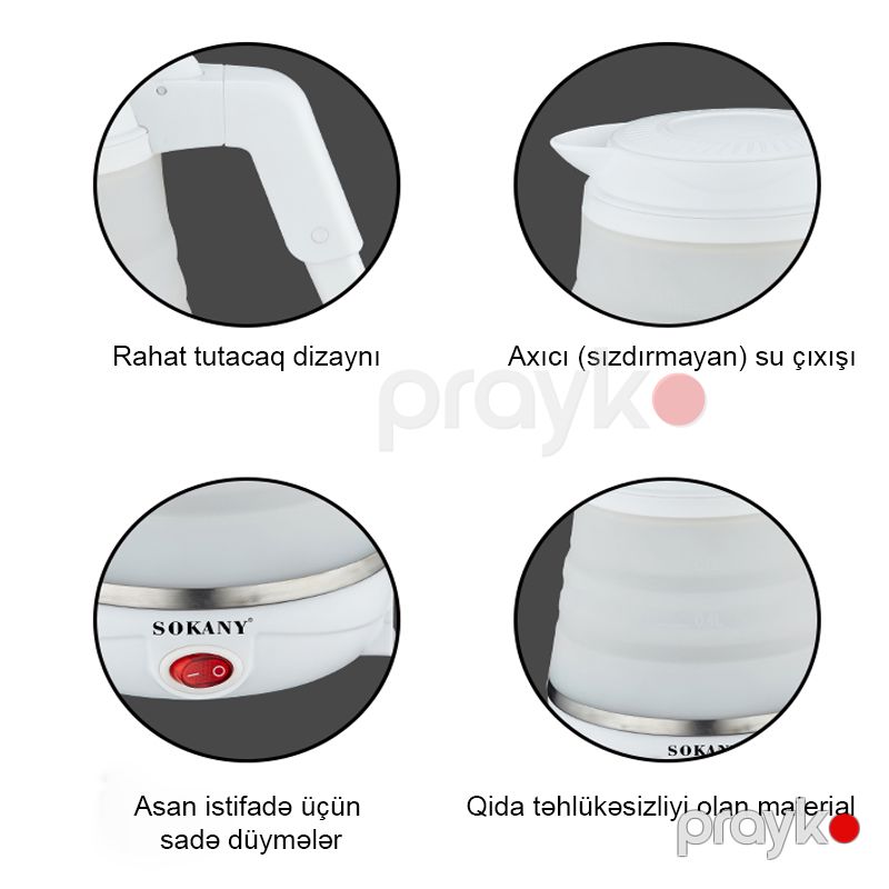 Sokany SK-614 Qatlanan Mini Elektrikli Çaydan — Elektrik çaydanları və termoslar, Bakı (5)
