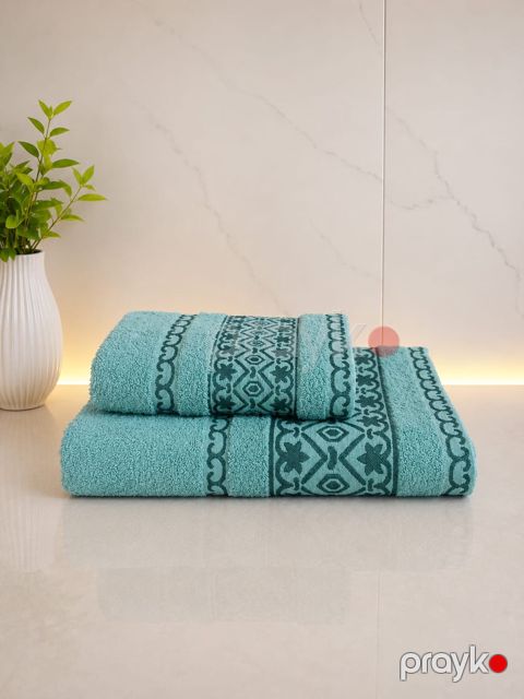 Dəsmal dəsti 1433, pambıq, yaşıl, 50x90/70x140 sm, 2 əd — Bakı