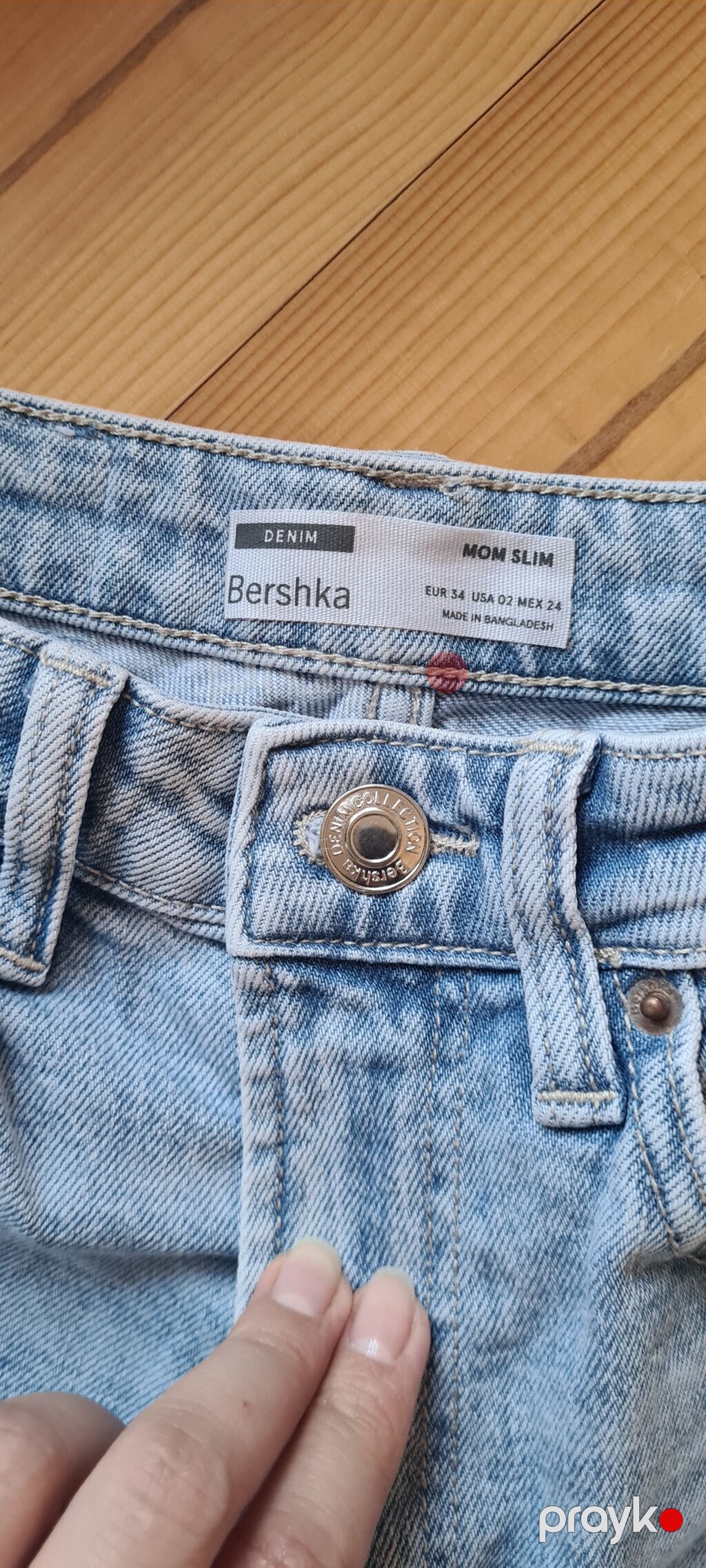 Bershka “Mom Slim” cins şalvar - Rəng: açıq mavi (light wash) denim — Jinslər, Bakı (4)