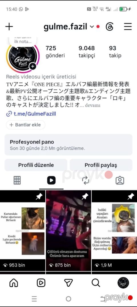 Xidmət: Instagram Reels üçün kontent istehsalı və səhifə idarəetməsi — Mehdiabad