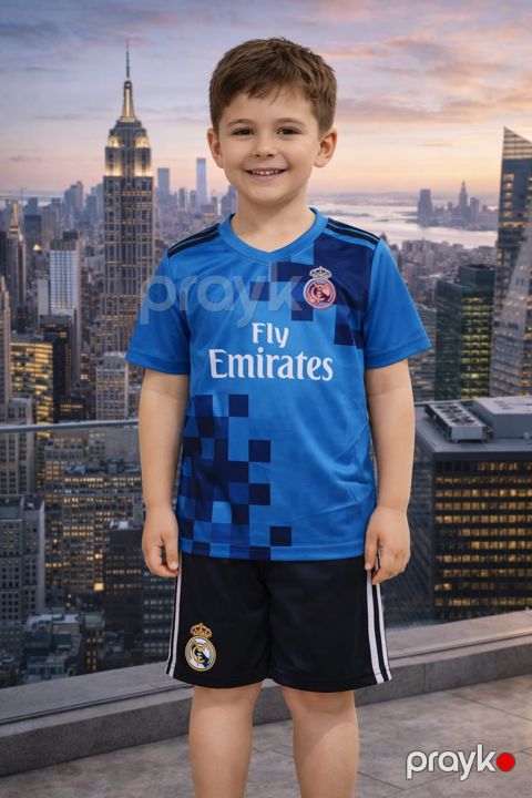 Uşaq futbol dəsti Fly Emirates, poliester, göy/qara, 7 yaş — Bakı