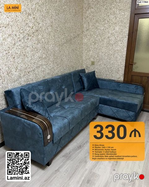 Künc divan – LA Mını (Kod: 11963) - Ölçülər: 240 150 sm - Mexanizm — Bakı