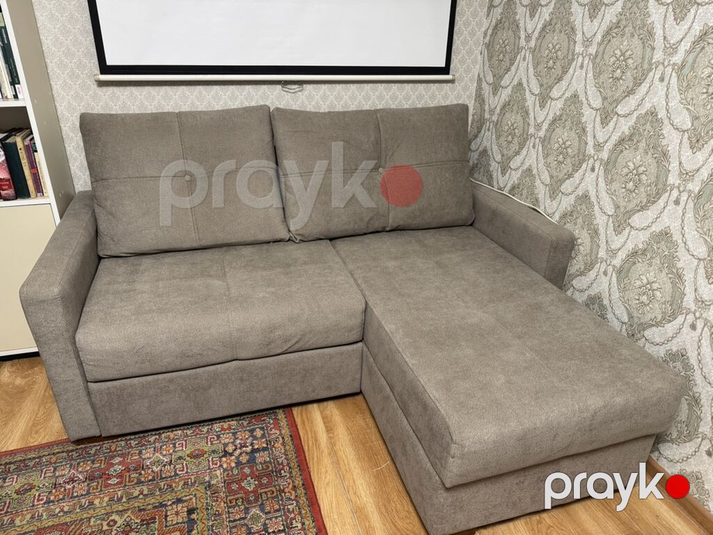 Künc divan – sağ tərəfli şezlonqla - Rəng: boz (neytral ton, müxtəlif — Divanlər, Bakı (3)
