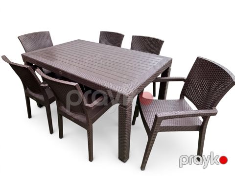 Bağ üçün mebel dəsti Zeugma, plastik/metal, qəhvəyi, 7 əd — Bakı