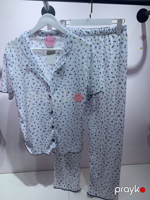 Qadınlar üçün şalvarlı pijama dəsti 01.00027, mavi, viskoz, ölçü L — Bakı
