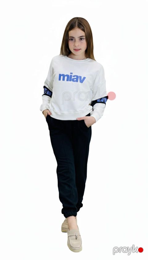 İdman kostyumu qızlar üçün 18133613, pambıq, ağ/qara, 12 yaş — Bakı
