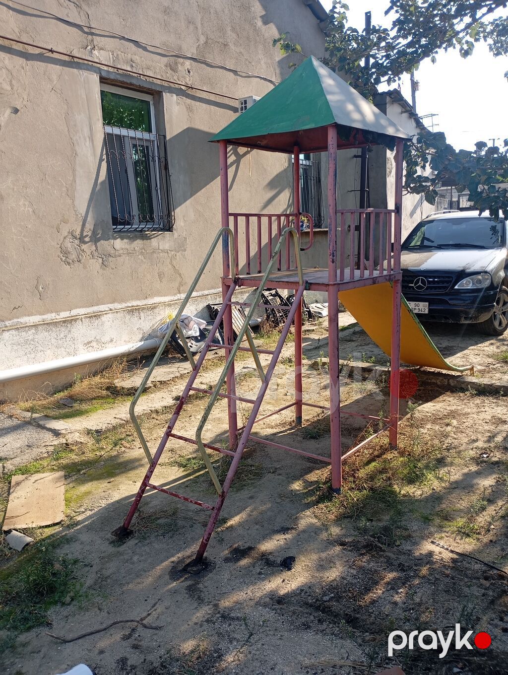 Uşaq oyun kompleksi – metal konstruksiyalı qüllə və enişli slayd — Konstruktorlar, Saray (2)