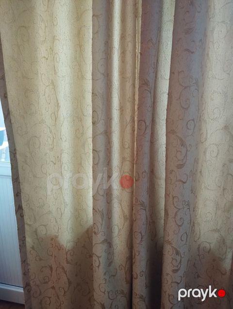 Qızılı-bej rəngdə dekorativ pərdə dəsti - Material: qalın toxunmuş — Bakı