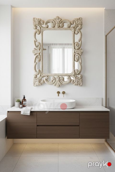 Divar güzgüsü ms-884, ağ, plastik/şüşə, 55x75 sm — Bakı
