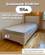 Tək nəfərlik çarpayı – dəmir karkaslı, başlıqda düyməli dizayn — Aile mebel