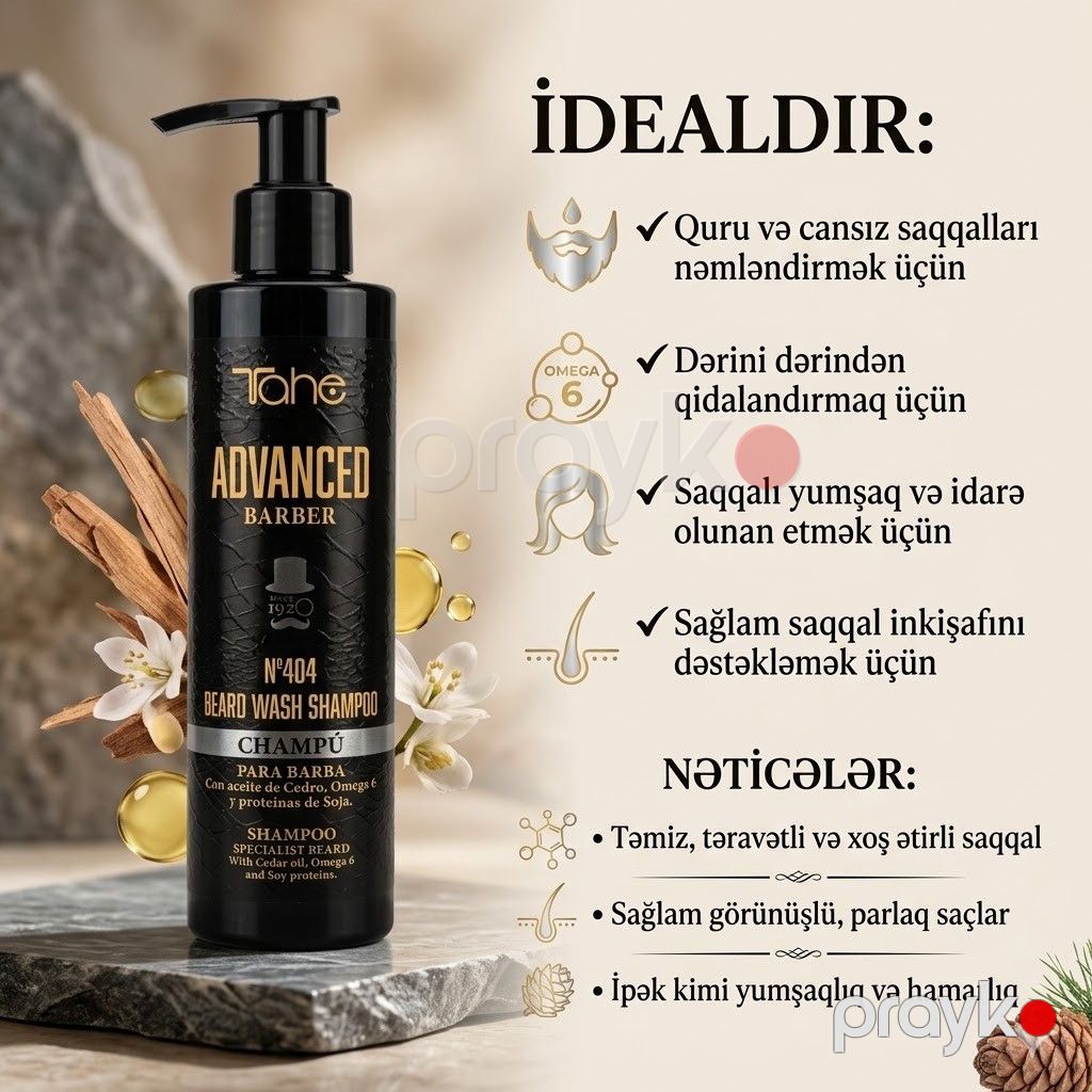 Saqqal şampunu Tahe Advanced Barber Shampoo No.404 sulfatsız 200 ml — Mallar, Bakı (3)