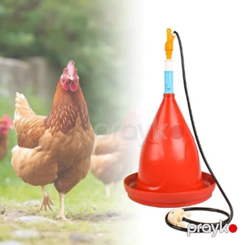 Quşlar üçün avtomatik asma su təknəsi plastik, qırmızı/sarı/qaranlıq şlanq — Bakı