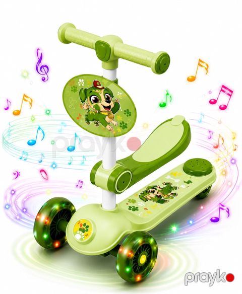 Oturacaqlı uşaq üçün scooter AYKN_007_musiqili/işıqlı, 3 yaşdan yuxarı, yaşıl — Bakı