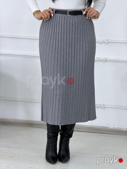Qadınlar üçün plisse ətək nm019, boz, trikotaj, ölçü One size — Bakı
