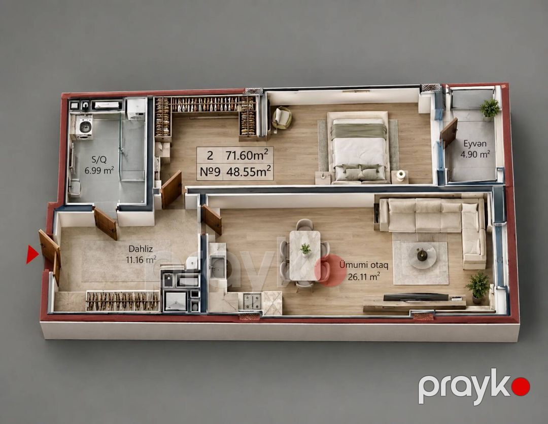 Satılır 2 otaqlı yeni tikili 7160 m² — Mənzil, Bakı (2)