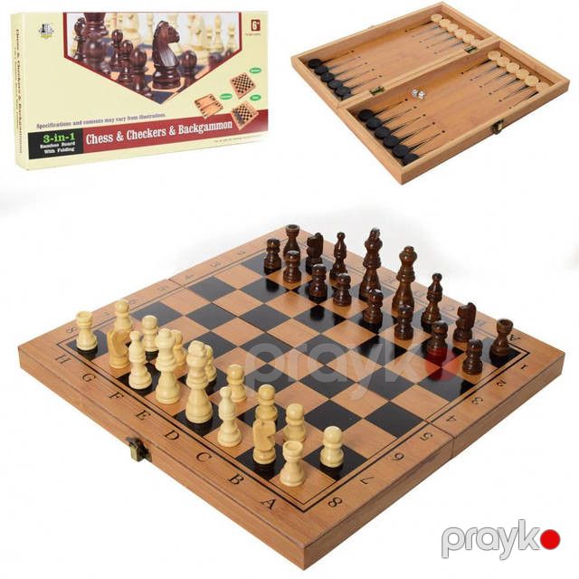 Şahmat + dama + nərd (3-ü 1-də) WS0527, taxta, 50x50 sm — Mallar, Bakı (2)