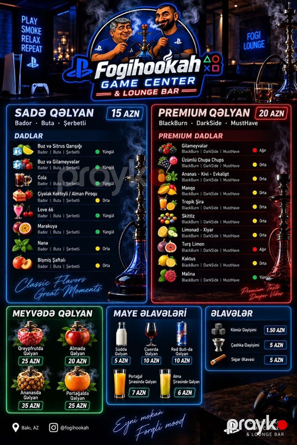 Fogihookah Game Center & Lounge Bar – Qəlyan sifarişi və — Elektronik siqaretlər, Bakı (2)