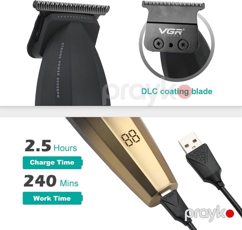 Professional təraş vasitəsi "VGR 906 Gold 2000MAH 9000RPM Ceramic Blades" — Gözəllik və səhiyyə, Bakı (2)