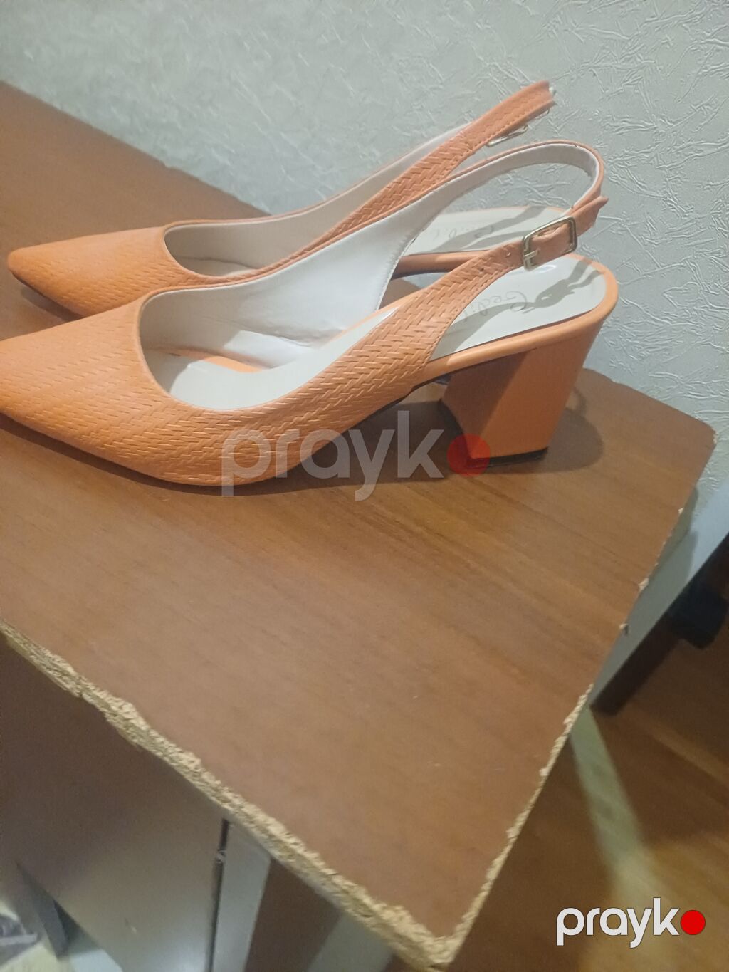 Narıncı rəngli xanım ayaqqabısı – açıq dabanlı slingback model — Tufl, Sumqayıt (3)