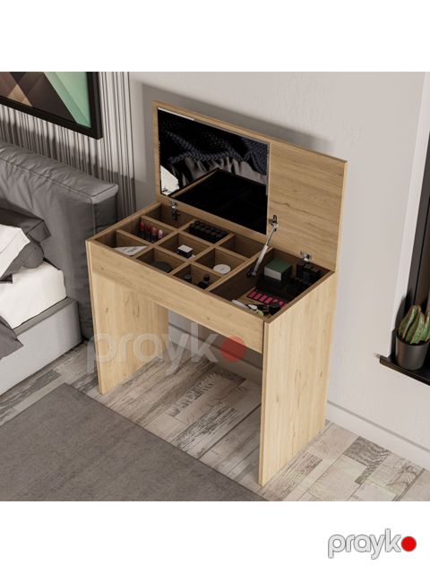 Makiyaj masası Elegant Wood ZARR2057, laminat, qəhvəyi, 124x45x80 sm — Bakı