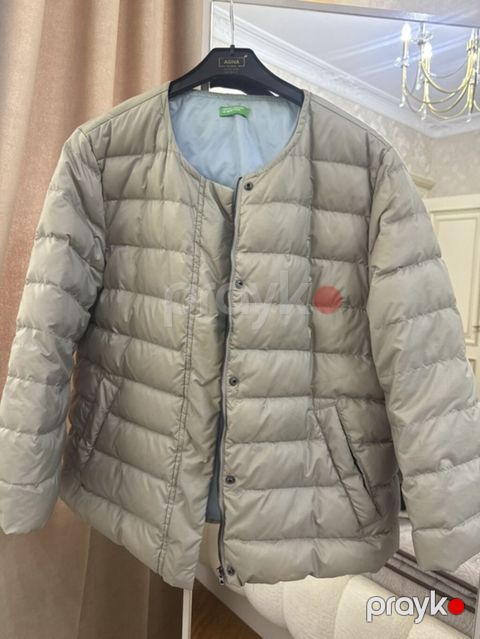 Yüngül puf şişmə jaket - Rəng: açıq boz (iç astar açıq mavi) - Model — Bakı