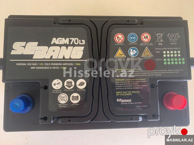 Akkumulyator Sebang Agm 70 Ah R — Akkumulyatorlar, Bakı (3)