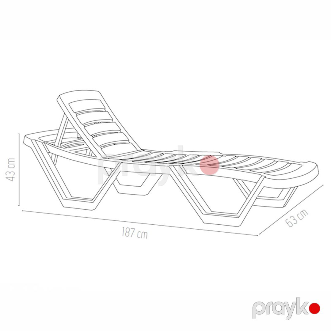 Şezlonq Irak Plastik HZ150, 187x43x63 sm, plastik, ağ — Mallar, Bakı (2)